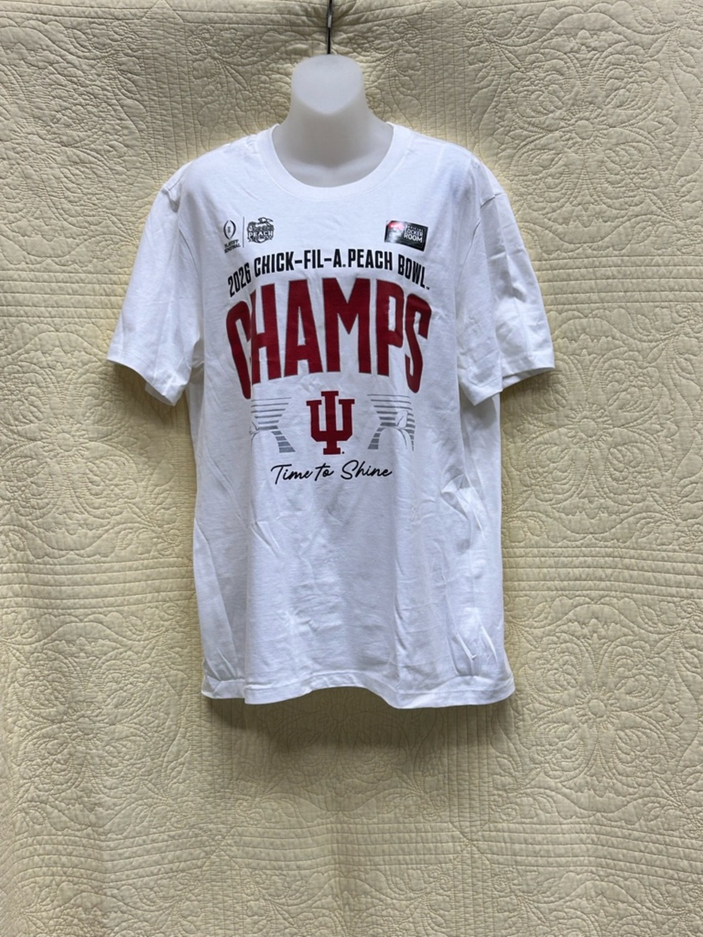 Nike Indiana Hoosiers Peach Bowl 2026 Champs Shirt Men’s Large White NCAA